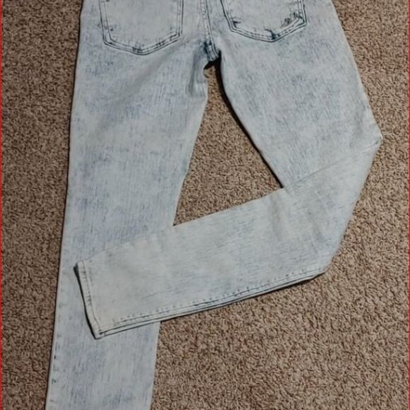 Express Jeans Womens Sz 6 Acid Wash Skinny Blue Jeans Mid Rise 9" New With Tags - Picture 2 of 5
